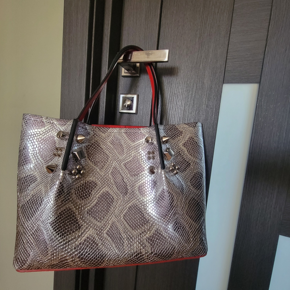 Christian Louboutin Cabata Silver/Grey Medium Tote Bag (insert included)